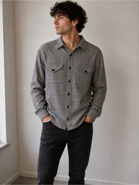 Jack Spade Black and White Houndstooth Flannel Shirt Size XS Preppy Minimalist